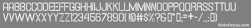 Hallandalestencil-Schriftart – Weiße Schriften auf grauem Hintergrund