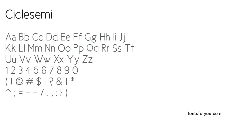 Fuente Ciclesemi - alfabeto, números, caracteres especiales