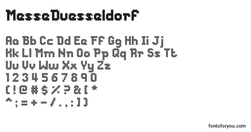 Czcionka MesseDuesseldorf – alfabet, cyfry, specjalne znaki