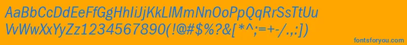 ItcFranklinGothicLtBookCondensedItalic Font – Blue Fonts on Orange Background