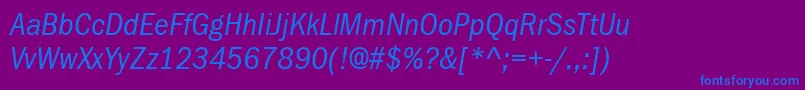 ItcFranklinGothicLtBookCondensedItalic Font – Blue Fonts on Purple Background