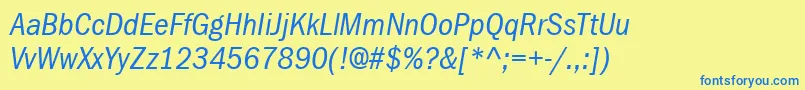 ItcFranklinGothicLtBookCondensedItalic Font – Blue Fonts on Yellow Background