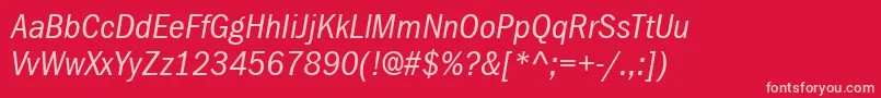ItcFranklinGothicLtBookCondensedItalic Font – Pink Fonts on Red Background