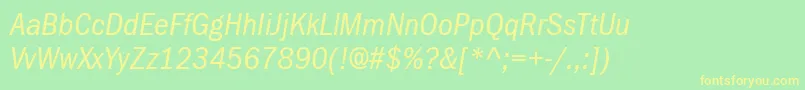 ItcFranklinGothicLtBookCondensedItalic Font – Yellow Fonts on Green Background