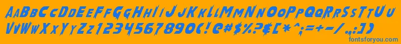 フォントLaserRodNormal – オレンジの背景に青い文字