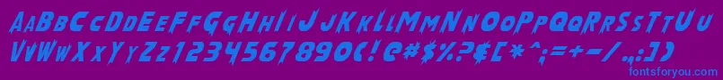 LaserRodNormal-Schriftart – Blaue Schriften auf violettem Hintergrund
