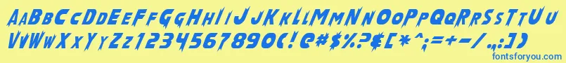 LaserRodNormal Font – Blue Fonts on Yellow Background