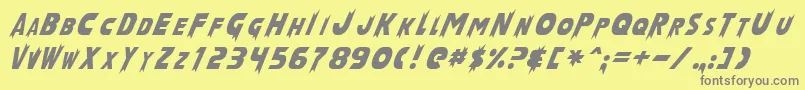 フォントLaserRodNormal – 黄色の背景に灰色の文字