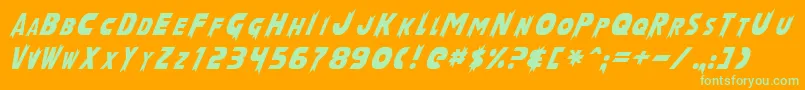 LaserRodNormal Font – Green Fonts on Orange Background