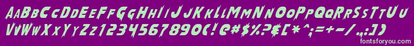 LaserRodNormal Font – Green Fonts on Purple Background