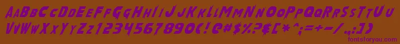 LaserRodNormal-Schriftart – Violette Schriften auf braunem Hintergrund