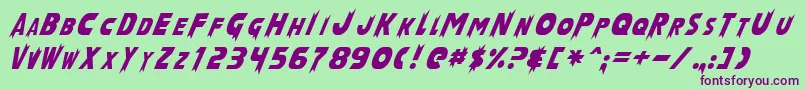 LaserRodNormal Font – Purple Fonts on Green Background