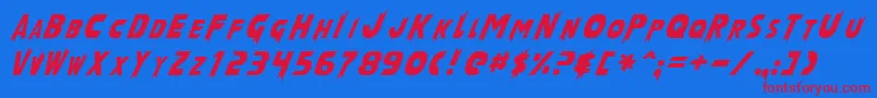 LaserRodNormal Font – Red Fonts on Blue Background