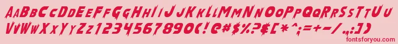 フォントLaserRodNormal – ピンクの背景に赤い文字