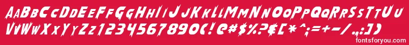 フォントLaserRodNormal – 赤い背景に白い文字