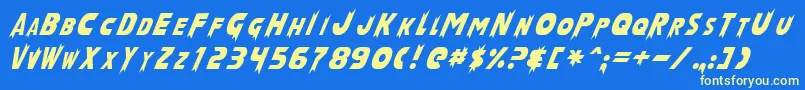 LaserRodNormal Font – Yellow Fonts on Blue Background