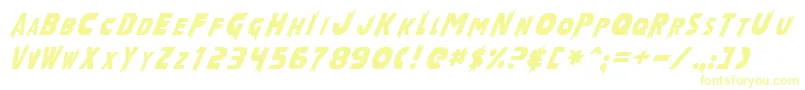 LaserRodNormal-fontti – keltaiset fontit valkoisella taustalla