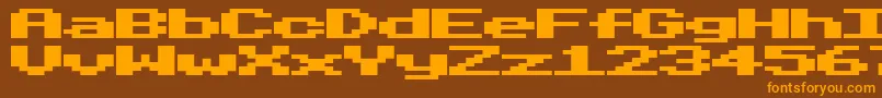 フォントBeebModeTwo – オレンジ色の文字が茶色の背景にあります。