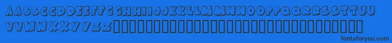 KrAllPatchedUp Font – Black Fonts on Blue Background
