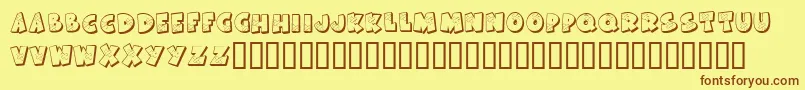 KrAllPatchedUp Font – Brown Fonts on Yellow Background