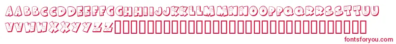 フォントKrAllPatchedUp – 白い背景に赤い文字