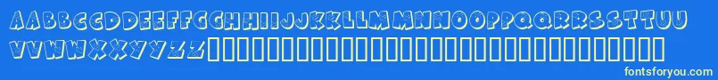 KrAllPatchedUp Font – Yellow Fonts on Blue Background