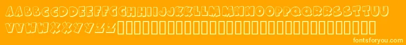 KrAllPatchedUp-Schriftart – Gelbe Schriften auf orangefarbenem Hintergrund