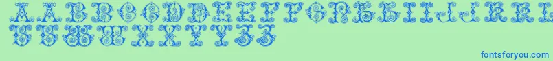 Vaticanianinitials Font – Blue Fonts on Green Background