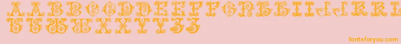 Vaticanianinitials-Schriftart – Orangefarbene Schriften auf rosa Hintergrund