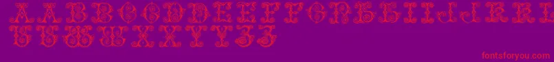 Vaticanianinitials-Schriftart – Rote Schriften auf violettem Hintergrund