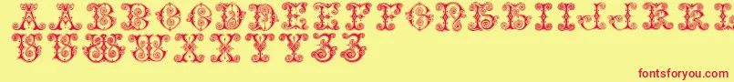 Vaticanianinitials Font – Red Fonts on Yellow Background