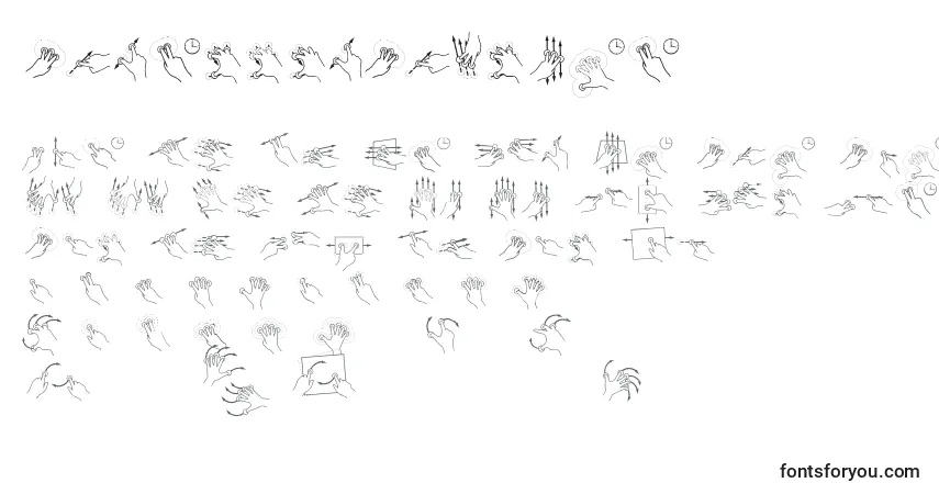 GestureGlyphs-fontti – aakkoset, numerot, erikoismerkit