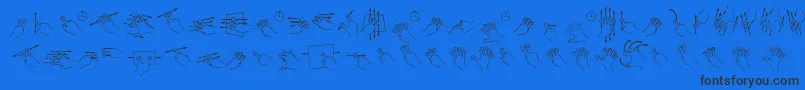 GestureGlyphs Font – Black Fonts on Blue Background
