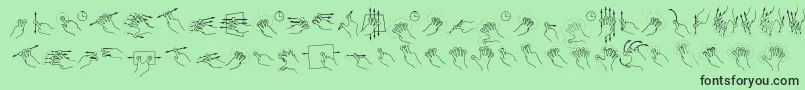 Fonte GestureGlyphs – fontes pretas em um fundo verde