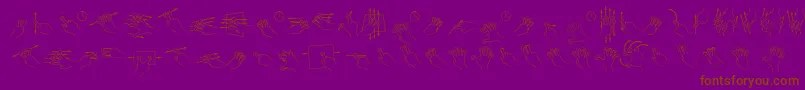 Saiba mais sobre a fonte GestureGlyphs Fonte GestureGlyphs – fontes marrons em um fundo roxo