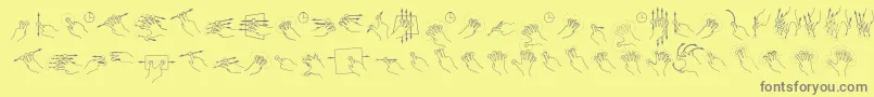 Fonte GestureGlyphs – fontes cinzas em um fundo amarelo