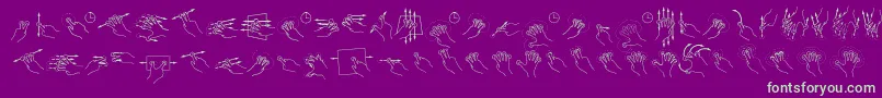 GestureGlyphs Font – Green Fonts on Purple Background