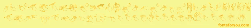 GestureGlyphs-Schriftart – Orangefarbene Schriften auf gelbem Hintergrund