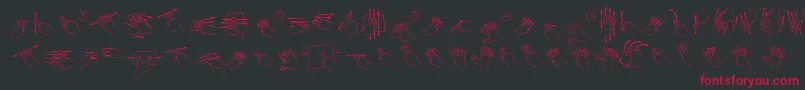 フォントGestureGlyphs – 黒い背景に赤い文字