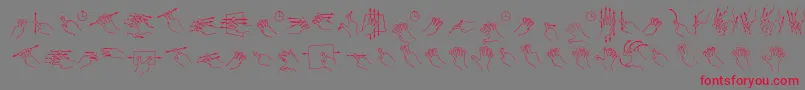 フォントGestureGlyphs – 赤い文字の灰色の背景