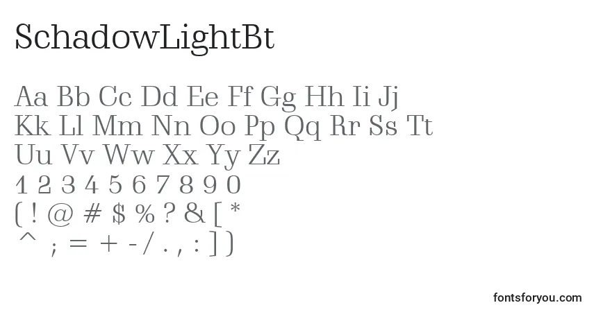 Schriftart SchadowLightBt – Alphabet, Zahlen, spezielle Symbole
