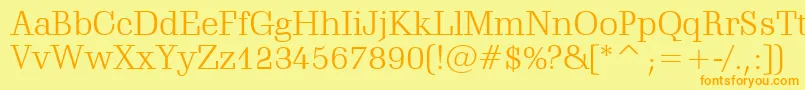 フォントSchadowLightBt – オレンジの文字が黄色の背景にあります。