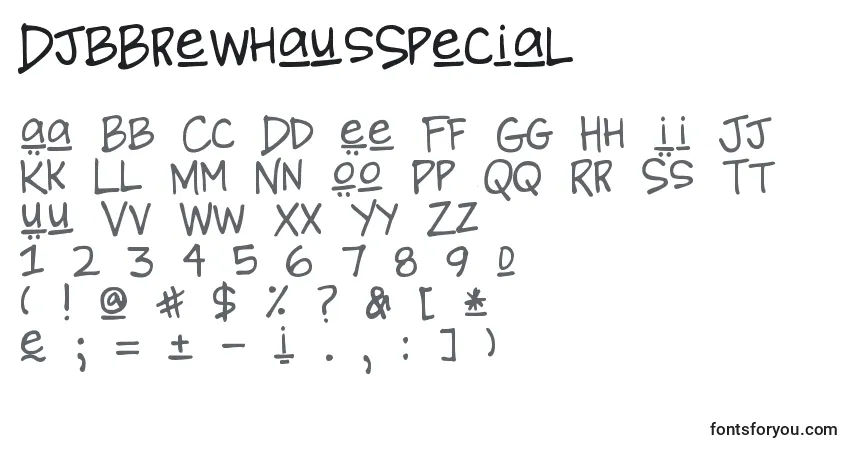 Czcionka DjbBrewhausSpecial – alfabet, cyfry, specjalne znaki