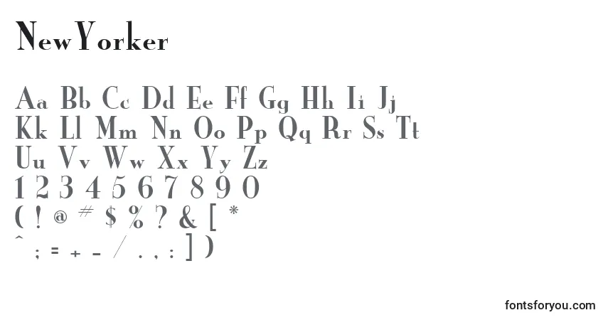 Czcionka NewYorker – alfabet, cyfry, specjalne znaki