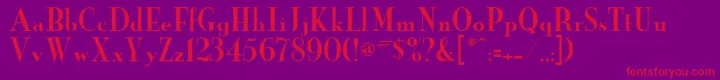 NewYorker-Schriftart – Rote Schriften auf violettem Hintergrund