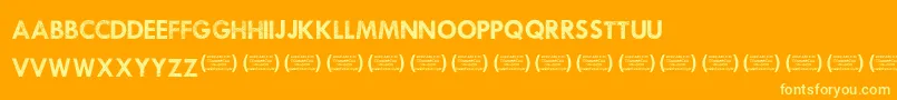 WaukeganhustleRegular-Schriftart – Gelbe Schriften auf orangefarbenem Hintergrund