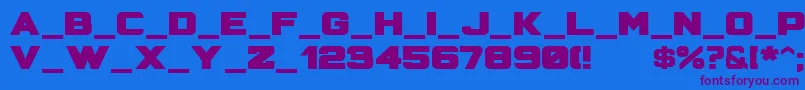 フォントHunterSquared – 紫色のフォント、青い背景