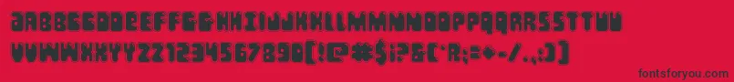 Bubblebuttacad-Schriftart – Schwarze Schriften auf rotem Hintergrund