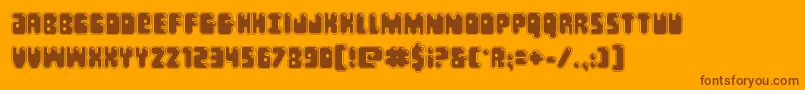 Bubblebuttacad-Schriftart – Braune Schriften auf orangefarbenem Hintergrund