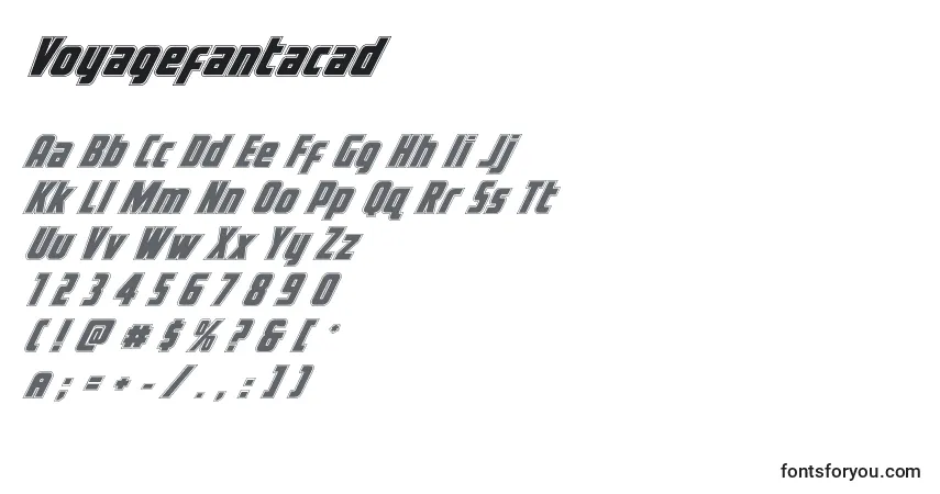 Czcionka Voyagefantacad – alfabet, cyfry, specjalne znaki